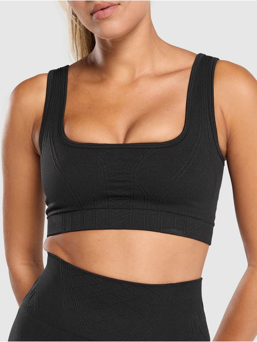 Gymshark Black Seamless Square Neck Sports Bra